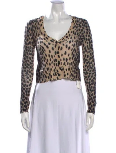 Pre-owned R13 Cashmere Animal Print Sweater In Brown