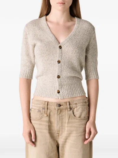 R13 Cashmere Elbow-sleeve Cardigan In Neutral
