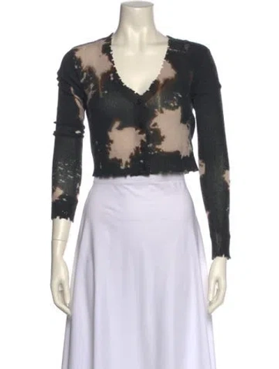 Pre-owned R13 Cashmere Floral Print Crop Top In Black