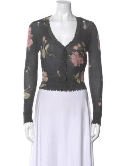 Pre-owned R13 Cashmere Floral Print Sweater In Black