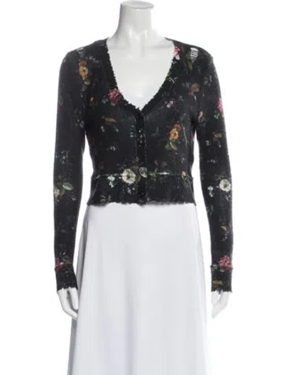 Pre-owned R13 Cashmere Floral Print Sweater In Black