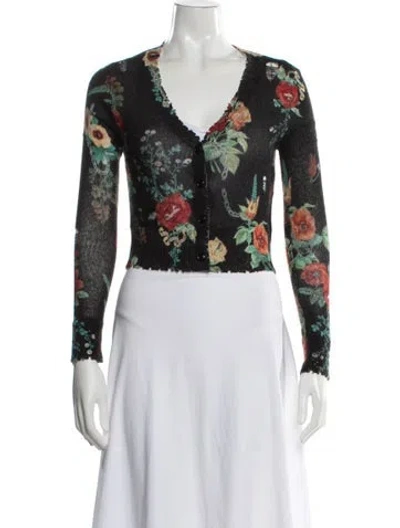 Pre-owned R13 Cashmere Floral Print Sweater In Black