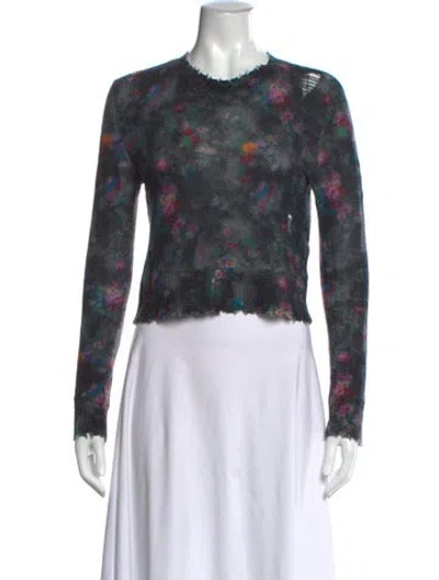 Pre-owned R13 Cashmere Floral Print Sweater In Black