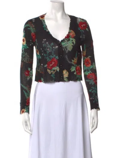 Pre-owned R13 Cashmere Floral Print Sweater In Black