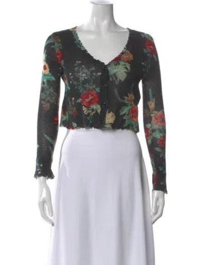 Pre-owned R13 Cashmere Floral Print Sweater In Gray
