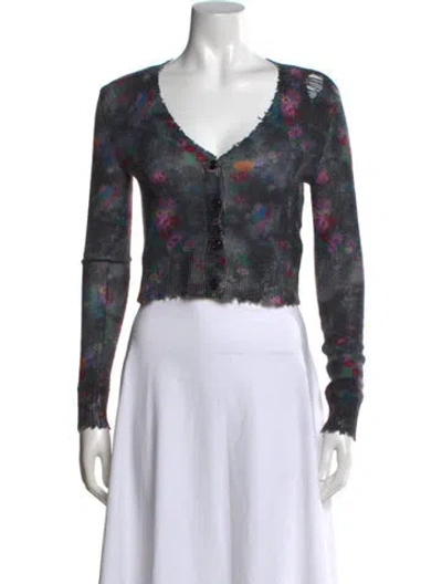 Pre-owned R13 Cashmere Floral Print Sweater In Grey
