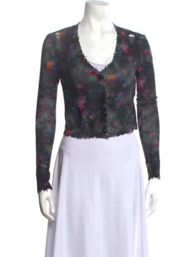 Pre-owned R13 Cashmere Floral Print Sweater In Grey