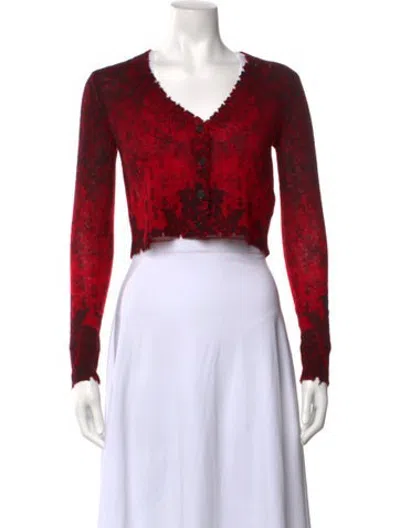 Pre-owned R13 Cashmere Floral Print Sweater In Red
