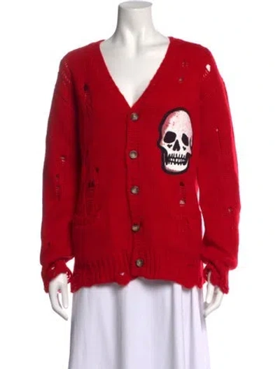Pre-owned R13 Cashmere Graphic Print Sweater In Red