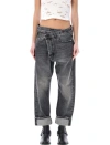 R13 Cross Over Jeans In Grey