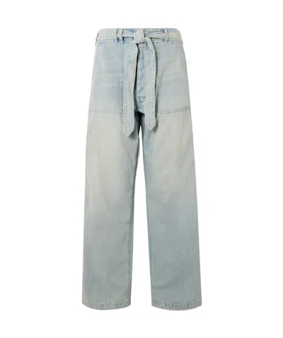R13 Belted High-rise Wide-leg Jeans In Blue