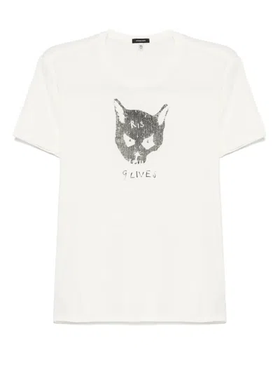 R13 Cat-skull T-shirt In White