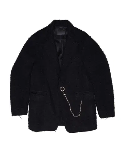 R13 Chain-link Textured Single-breasted Blazer In Black
