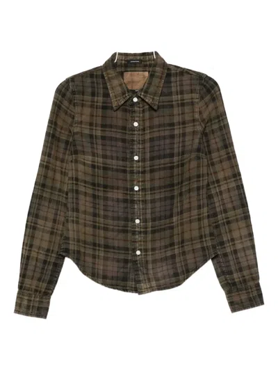R13 Check-pattern Buttoned Shirt In Green