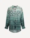 R13 Drop Neck Checked Slub Cotton Shirt In Green