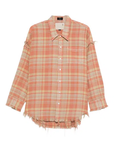 R13 Checked Cotton Shirt In Gold