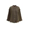 R13 Shredded Seam Drop Neck Plaid Flannel Button-up Shirt In Brown