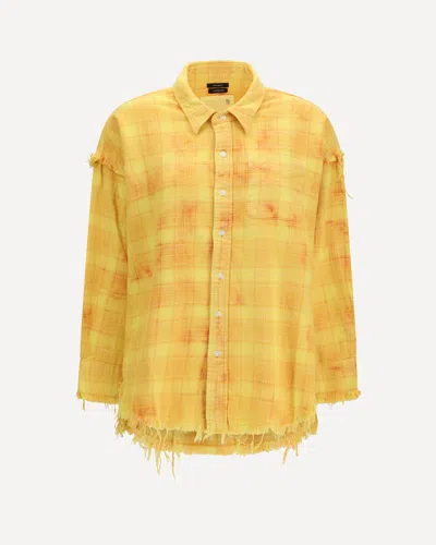 R13 Bicolor Cotton Pattern Shirt In Yellow
