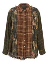 R13 Shredded Seam Drop Neck Plaid Flannel Button-up Shirt In Multi