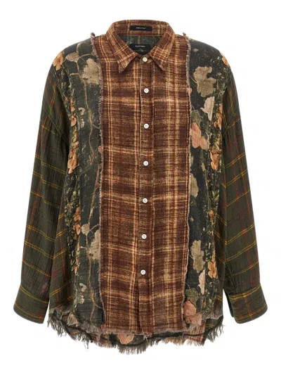 R13 Checked Frayed Shirt In Multi