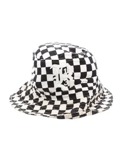 Pre-owned R13 Checkered Pattern Printed Bucket Hat In White