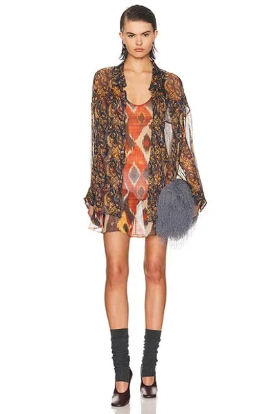 R13 Chiffon Printed Dress Set In Multi