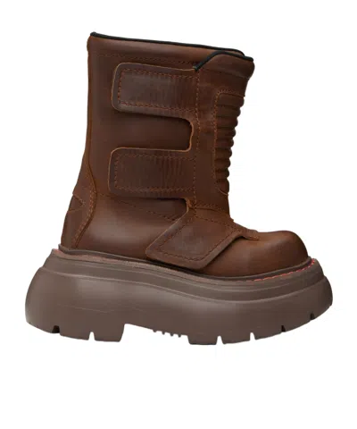 R13 Chunky Racing Ankle Boots In Brown