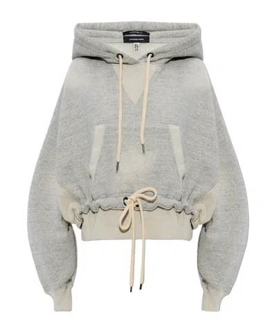 R13 Cinched Hem Popover Hoodie In Gray