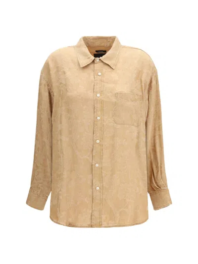 R13 Orange Viscose Shirt In Neutral
