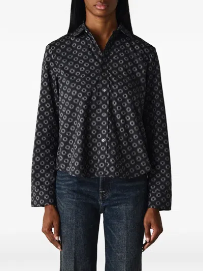 R13 Club Collar Shrunken Shirt In Black