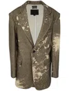 R13 Oversized Ragged Blazer In Brown