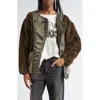 R13 Cocoon Liner Mixed Media Jacket In Green