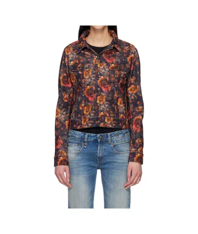 R13 COLLARED LONG-SLEEVED DENIM JACKET