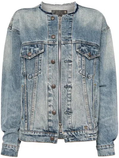 R13 COLLARLESS TRUCKER JACKET