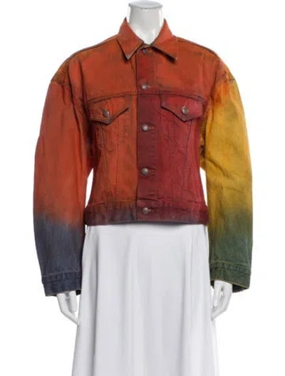 Pre-owned R13 Colorblock Pattern Denim Jacket In Orange