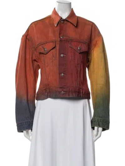 Pre-owned R13 Colorblock Pattern Denim Jacket In Orange
