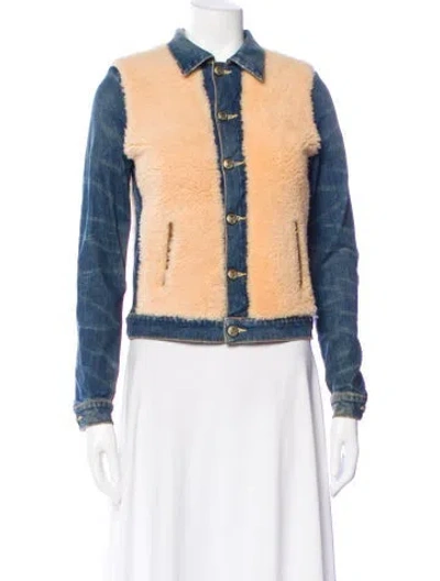 Pre-owned R13 Colorblock Pattern Fur Jacket In Blue