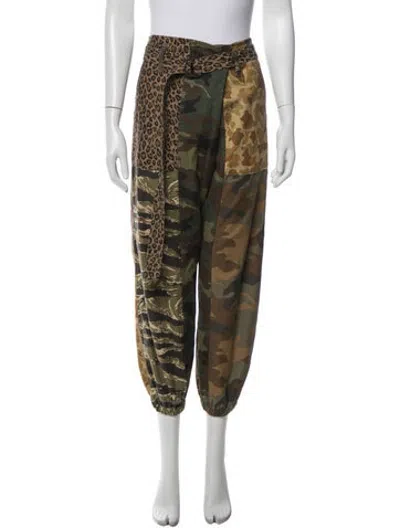 Pre-owned R13 Colorblock Pattern Wide Leg Pants In Green