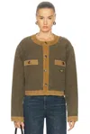 R13 Cord Trimmed Cropped Chore Jacket In Brown