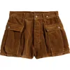 R13 Bubble Skort Brown Corduroy In Brown Corduroy