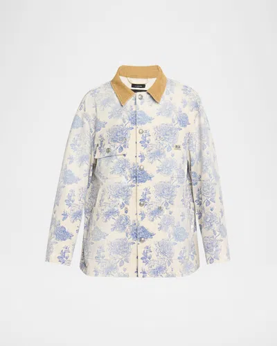 R13 Corduroy-collar Toile Cotton Chore Jacket In Dustbloom