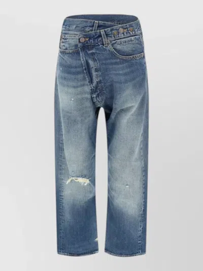 R13 Cotton Crossover Jeans Straight Five Pocket In Blue