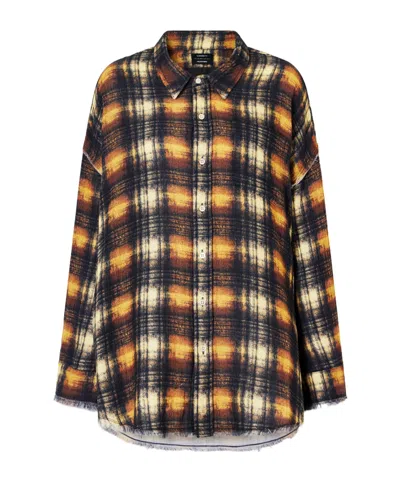 R13 Frayed Cotton-flannel Shirt In Blue