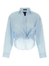 R13 Twisted Front Shirt In Blue