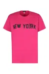 R13 Short Sleeve Print Crewneck Cotton T-shirt In Fuchsia