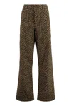 R13 Leopard Print Wide Leg Utility Pants In Beige