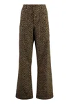 R13 Leopard Print Wide Leg Utility Pants In Beige