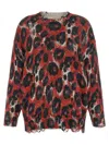 R13 Crew Neck Distressed Knit Long Sleeve Sweater In Multi