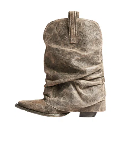 R13 Cowboy Medium Boots In Brown