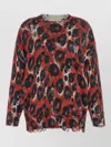 R13 Crew Neck Distressed Knit Long Sleeve Sweater In Multi